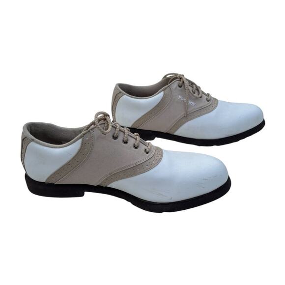 Footjoy Greenjoy Golf Shoes Women's Size 10 White Tan Saddle Oxfords - Picture 3 of 9